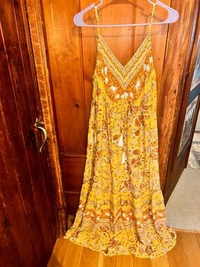 Yellow Floral Tassel Maxi Sundress